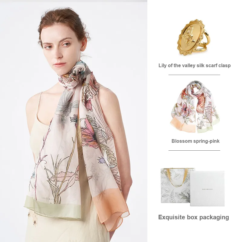 MARJAKURKI Silk Long Scarf Women's-6