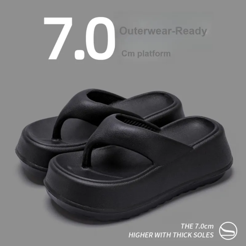 JINGEYU Platform Flip Flops Summer High Heel Slippers With A Soft And Springy Feel, Perfect For Home Use-1