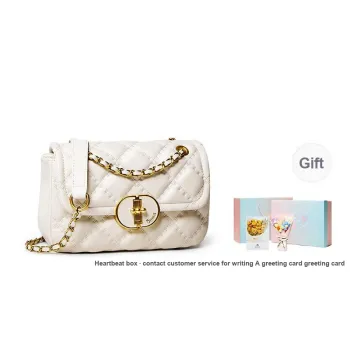 15 MINS Cow Leather Chain Bag Shoulder Bag Crossbody Bag Small Size Women's Ecru/Black