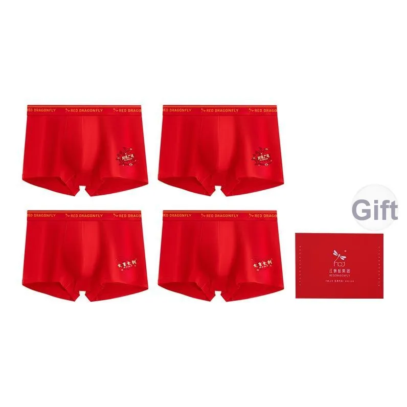 RED DRAGONFLY Cotton Panties Men's 4 Pack Gift Box Set