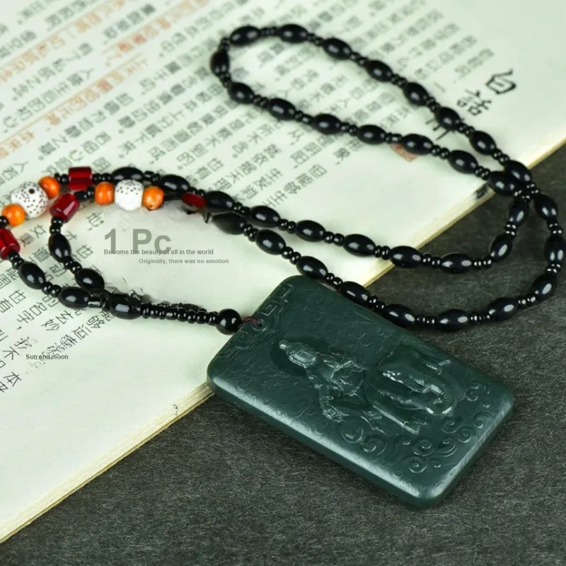 Jade Charm Yao Hetian Jade Necklaces Green Jade Men's-5