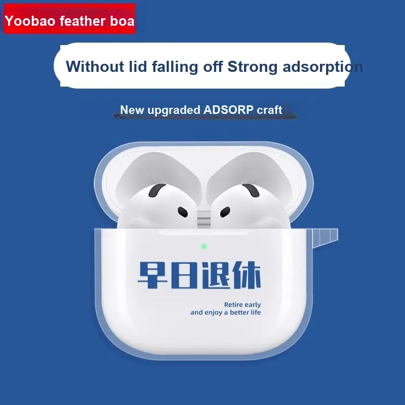Yoobao Compatibility AirPods4 TPU Transparent Creative Text Headphone Cases-2