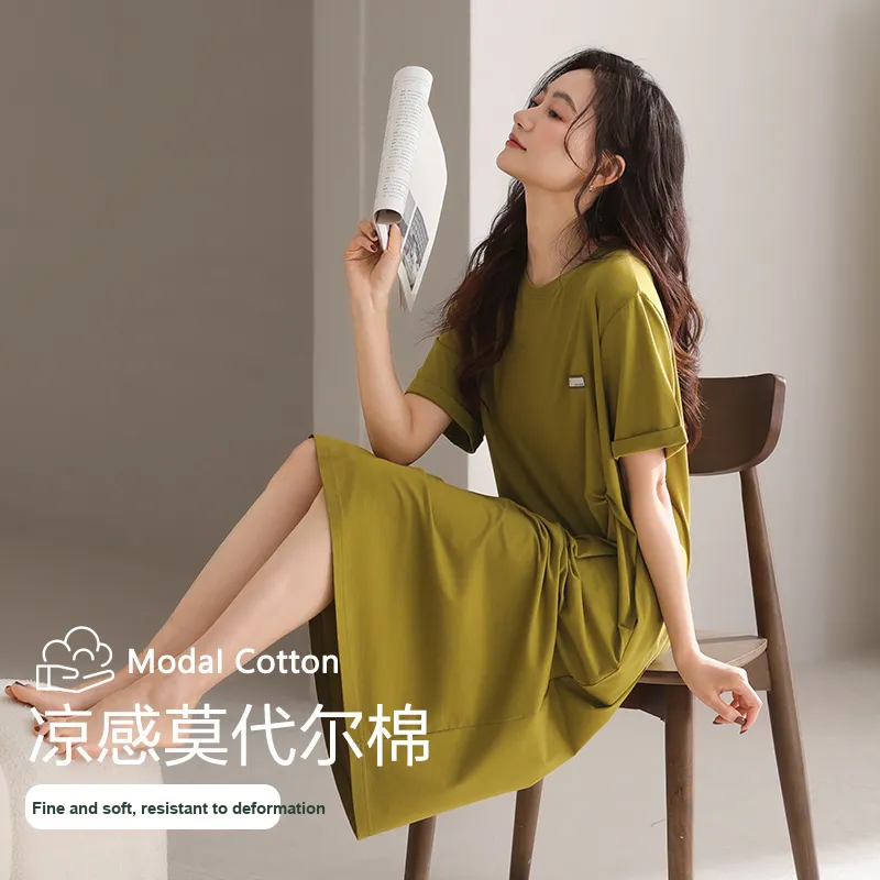 Lan Miao Nightgown Women's Army Green-4