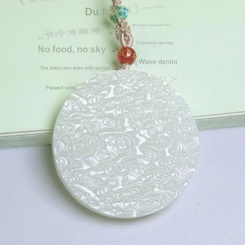 Ingenuity Hetian Jade Necklaces Pale Greenish White Jade Unisex-4