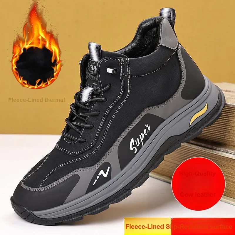 GIHO Insulated Shoe Warm Mid-Top Casual Shoes Men's Black-14