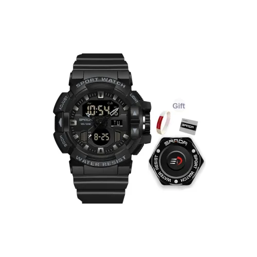 Sanda Электронные + Кварцевые Механические Часы Мужские Черный Циферблат