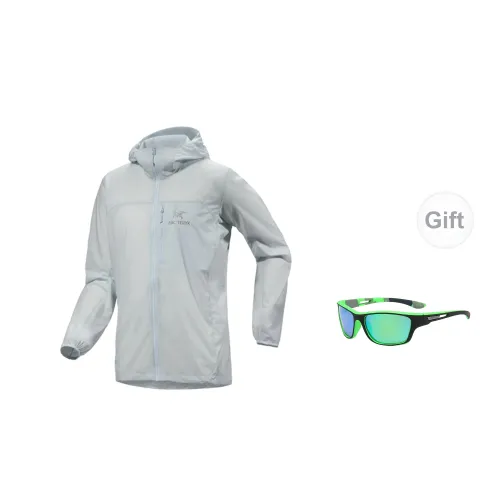 Arcteryx Squamish Windbreaker Jackets Men Sky Blue Includes Eyeglasses With Black And Green Frame And Green Lenses