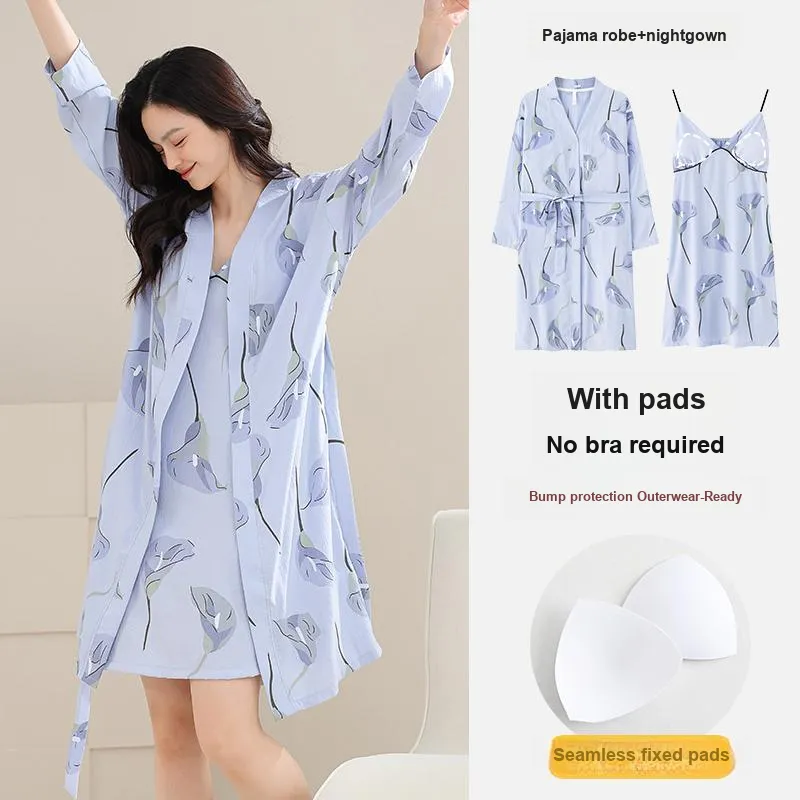 Ta Yan Pajama Robe Women's Blue-2