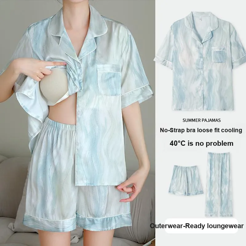 O'MESIK Pajama Set Women's Tie-Dye Blue-2