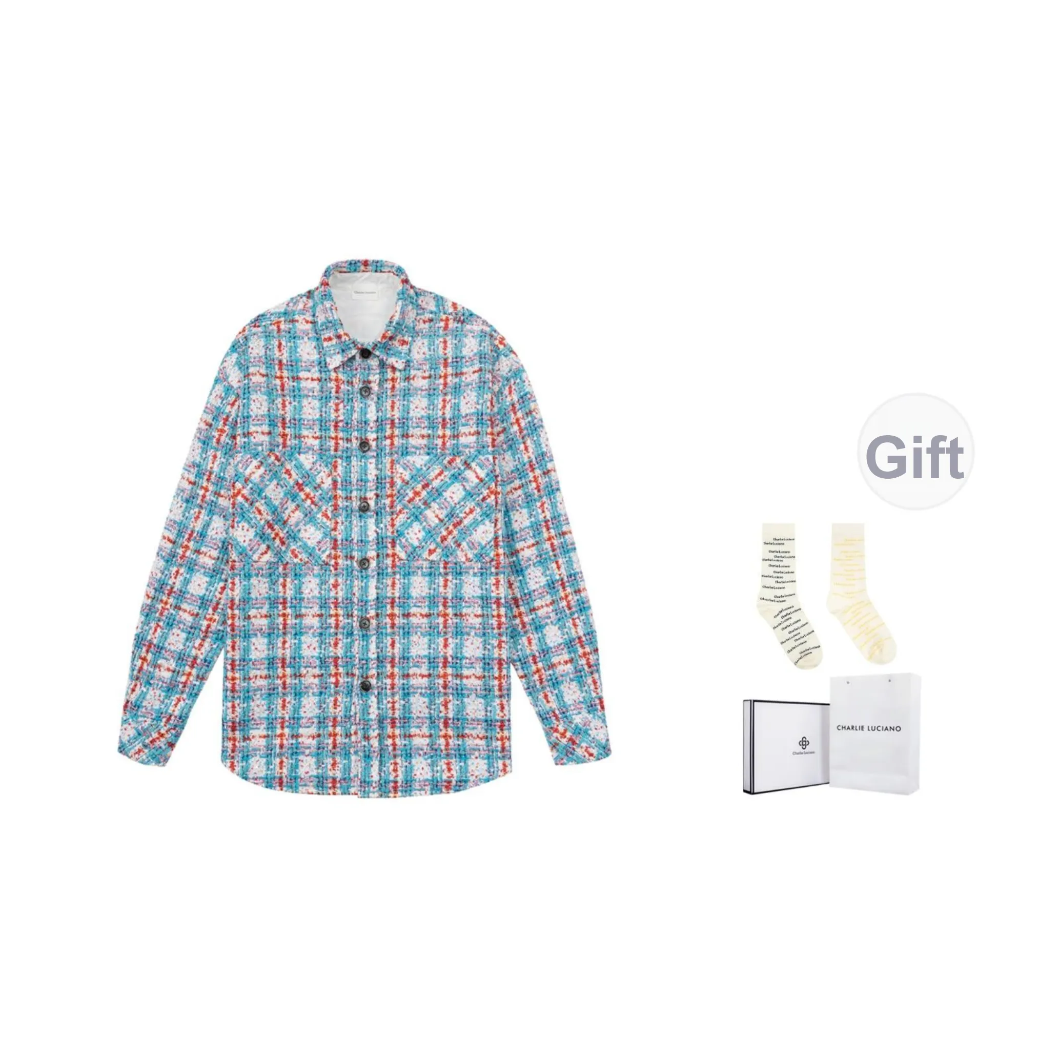 Charlie Luciano Рубашка Унисекс Синий Красный