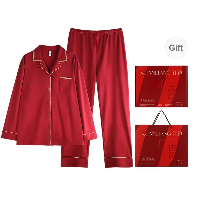 Xuan Liang Pajama Set Women's Gift Box Set Maroon-0