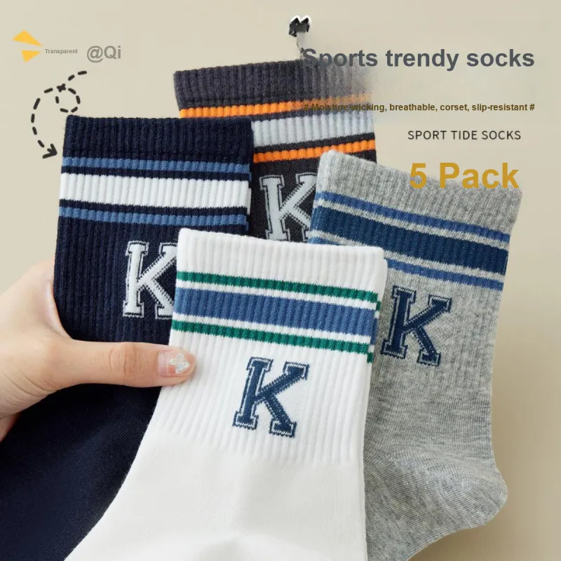 MIIOW Mid Calf Socks Men's 5 Pack Mixed Color-2