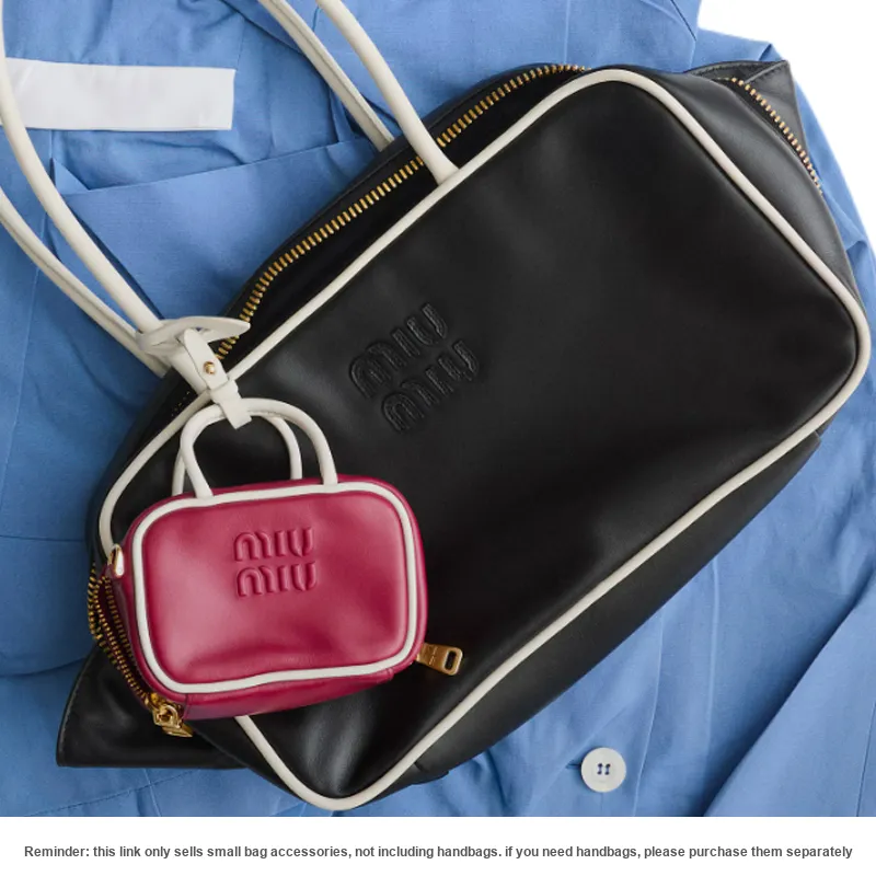 MIU MIU Beau Calfskin Shoulder Bag Crossbody Bag Handbag Women's Red & White-5