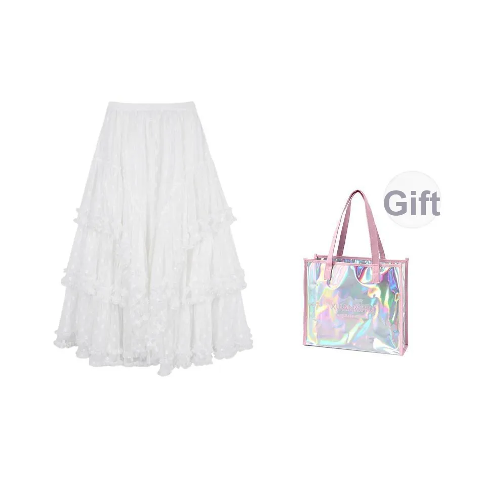 XUANSHU Повседневный Длинный Юбка Женская Белая