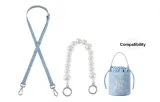 Blue Leather Strap Adjustable 90-120cm+Pearl Decorative Chain