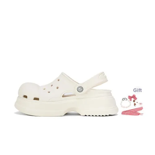 Ouder Песочный Открыто Ended Smiley Collection Сердце Holes Все Лето Ванильный лед Крем Сабо Женские Белые