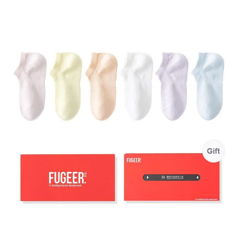 FUGEER No-Show Socks Women's Gift Box Of 6 Doubles-30