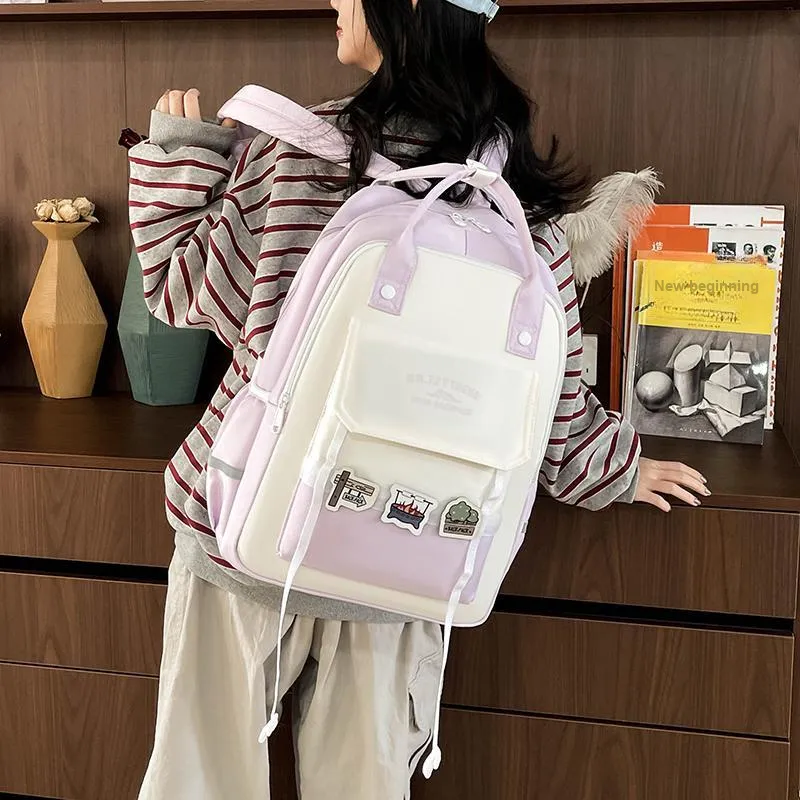 Yalu Nylon Fabric Backpack Regular Unisex Multicolor-13