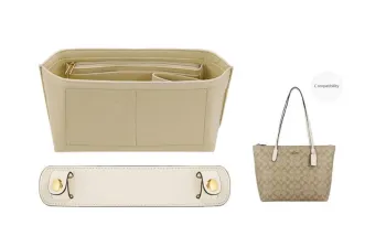 Lan Bao Fan Bag Inserts [Zip Tote 30]Beige Shoulder Pads+Beige Liner