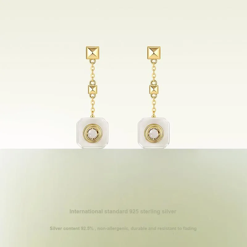 Gongzhu Earrings White Jade Women's-1