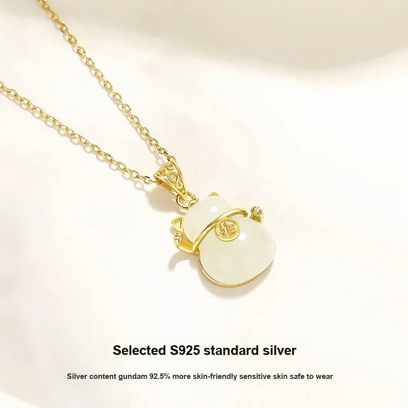 Royal Heaven's Choice Hetian Jade Necklaces Pale Greenish White Jade Unisex-2