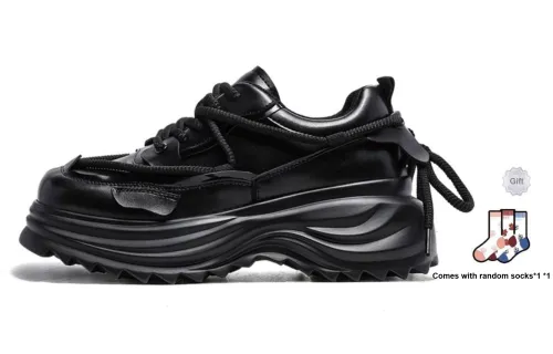 BUFFALO BOUND Black Warrior Anti Slip Wear Resistant Low Top Chunky Sneakers Unisex Black
