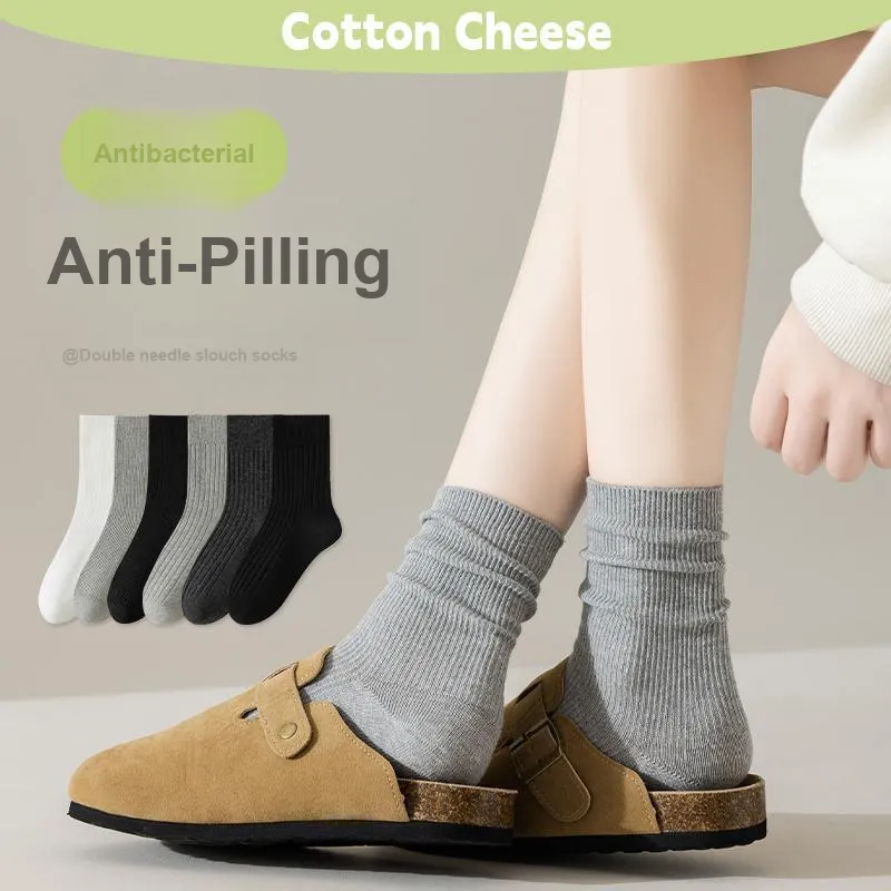 COTTON CHEESE Mid Calf Socks Women's 5 Pack-1