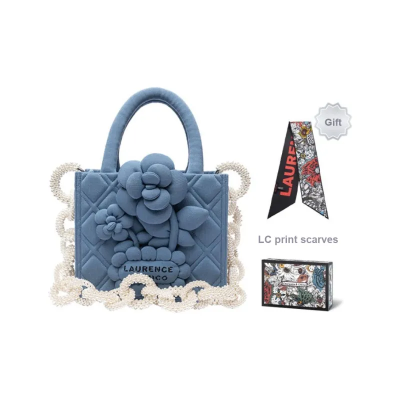 Laurence & Chico Cotton Tote Bag Shopping Bag Handbag Regular Women's Moss Green/Mist Blue/Mist Pink/Original-5