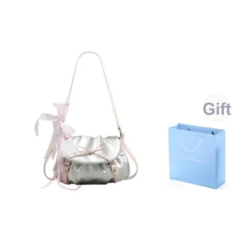 COLINS KEIRS Synthetic Leather Fashion Versatile Bowknot Handbag Crossbody Bag, Shoulder Bag Regular Women's Silver