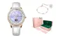 Rhinestone-Embellished Rose Case Purple Shell White Belt