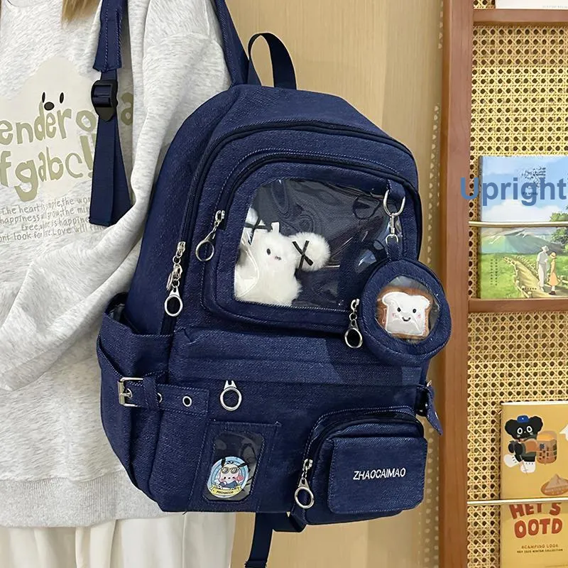 ZOGA Denim Backpack Unisex Black/Blue/Dark Blue-5