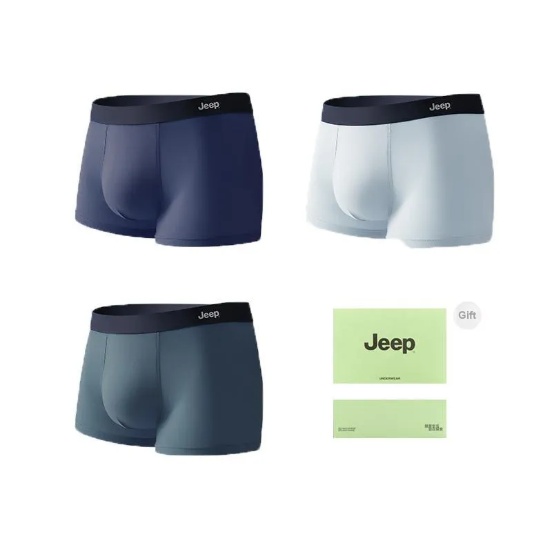 Jeep Underpants Comfortable And Breathable Versatile 100% Cotton Men's Box 3 Pack-14
