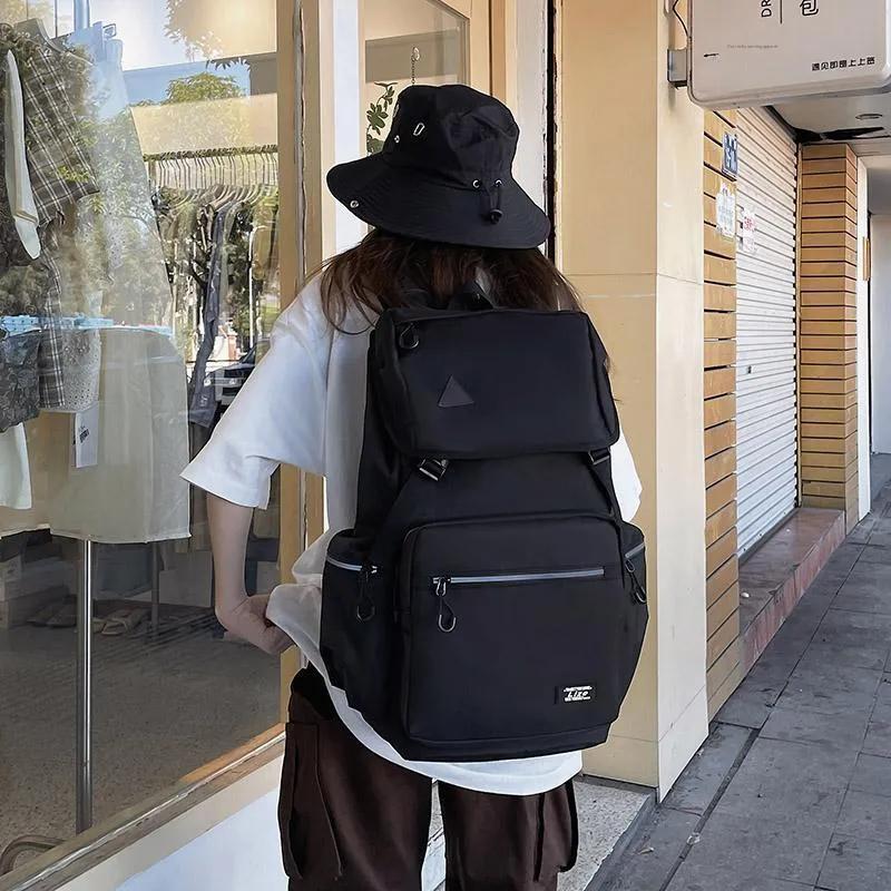 OZUKO Nylon Backpack Travel Unisex Light Gray/Black-18