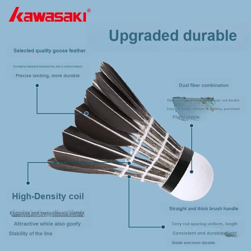 Kawasaki Bright Moon 6 Pack Goose Feather All Round Goose Feather Outdoor Shuttlecocks-2