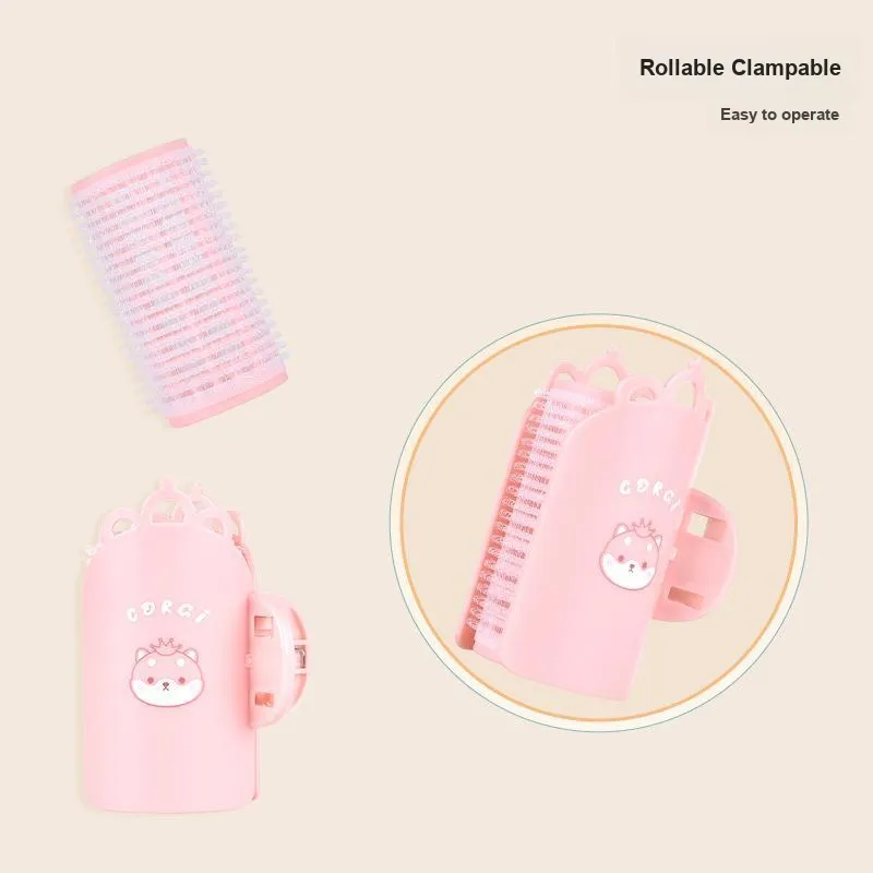 XIHUALUO 3 Pcs Crown Roll Hair Clip Self-Adhesive Hook-and-Loop Bangs Clip DIY Curler Curl-2
