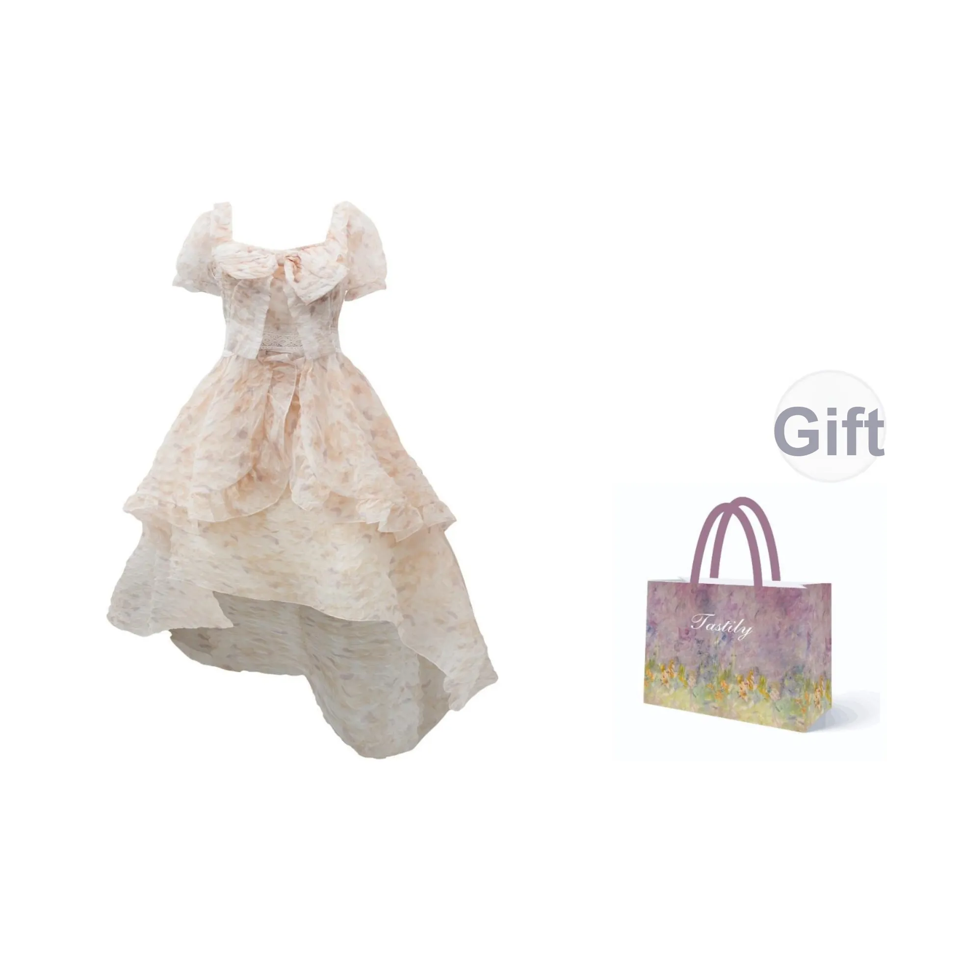 TASTILY Нерегулярный дизайн короткое платье с короткими рукавами женское светло-абрикосовое