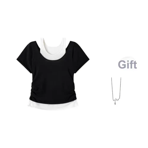 SHIEN Черный с ожерельем женские T-рубашки