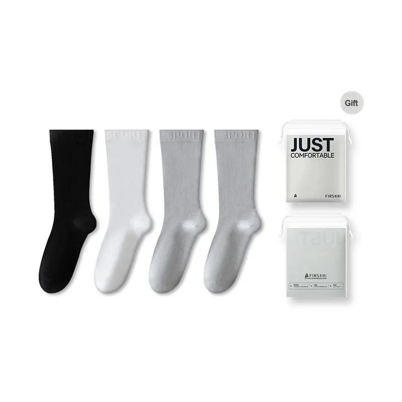FIRS Mid Calf Socks Men's 4 Pack Mixed color Combination-6
