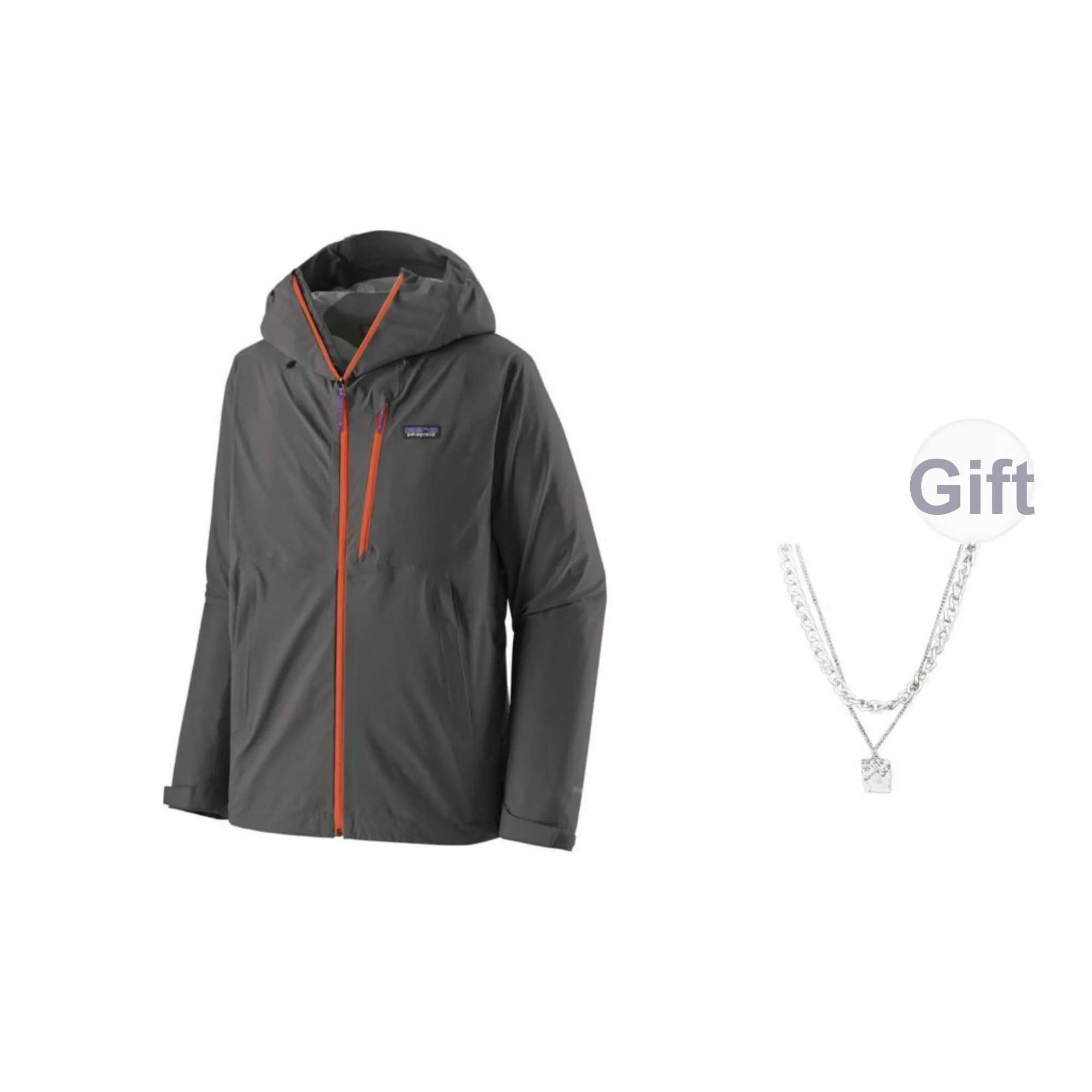 Patagonia Hiking Series Windbreaker Jackets Unisex Forged Gray Comes With Necklace