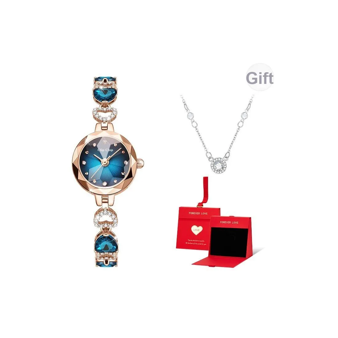 Clip Clop Кварцевый механизм сплав ремешок женские часы синий циферблат