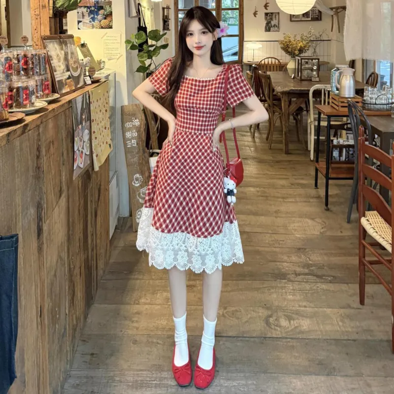 PAVEA Short Sleeved Dress Women's Rose Red-2