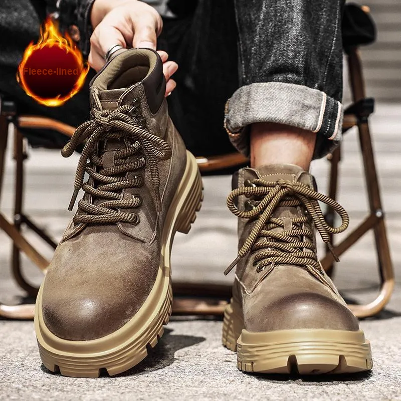 Kuding Martin Boots Men Gold, Khaki-15