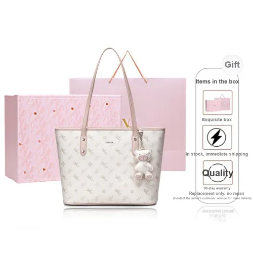 NUCELLE PVC One Shoulder Shoulder Bag Tote Handbag Medium Size Women's Peachy Pink