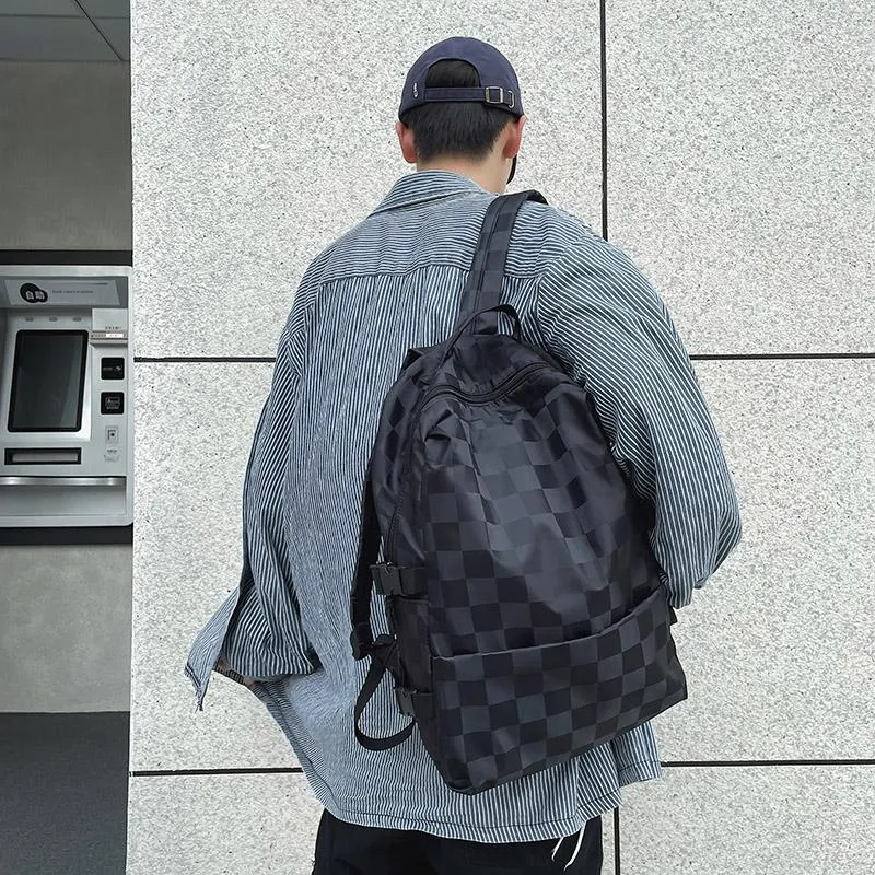 MingLu Nylon Backpack Regular Unisex Black/White-4