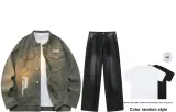 Set (Промытый глиняно-желтый топ + черно-серые брюки) (Включает рубашку с коротким рукавом)