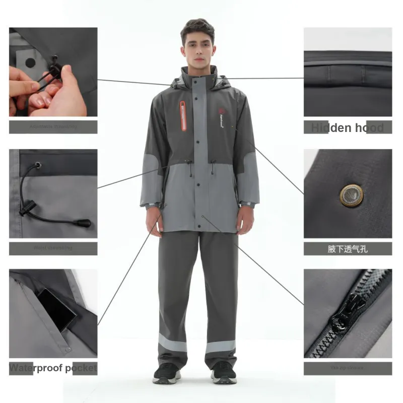 RAINFREEM Polyester Two Piece Raincoat Set-6