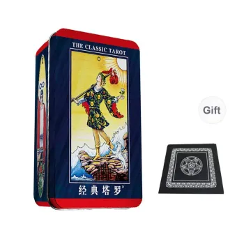 A Little Tide To Play Iron Box Classic Tarot, Portable Mini Full Set, Wite Tarot With Instruction Board Games