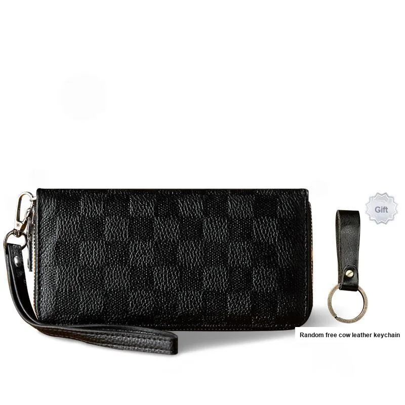 Simple&nature Cow Leather Coin Purse Clutch Wallet Medium Size Men's Black