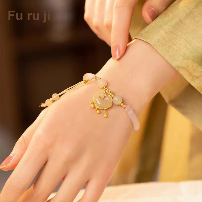Fu Ru Ji Bangles Pale Greenish White Jade Women's-4