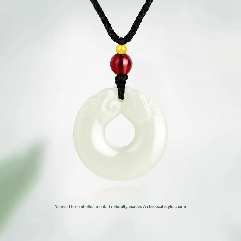 JINLIUFUJIXIANG Hetian Jade Necklaces White Jade/Pale Greenish White Jade Unisex-3